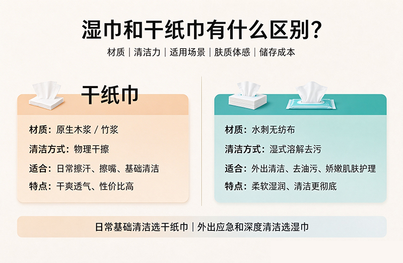 湿巾和干纸巾到底有什么区别？看完再也不用乱选了